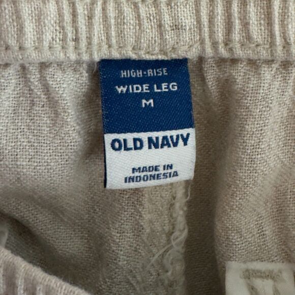 Old Navy High-Waisted Linen-Blend Wide-Leg Pants Women's Size Medium - Picture 3 of 7